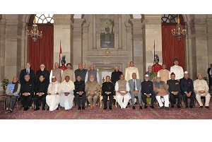 Governor of Arunachal Pradesh Lt. Gen (Retd) Nirbhay Sharma with President of India, Prime Minister, Union Home Minister, Governors and Lt. Governor during the Conference of the Governor at Rashtrapati Bhawan, New Delhi on 11th February 2015